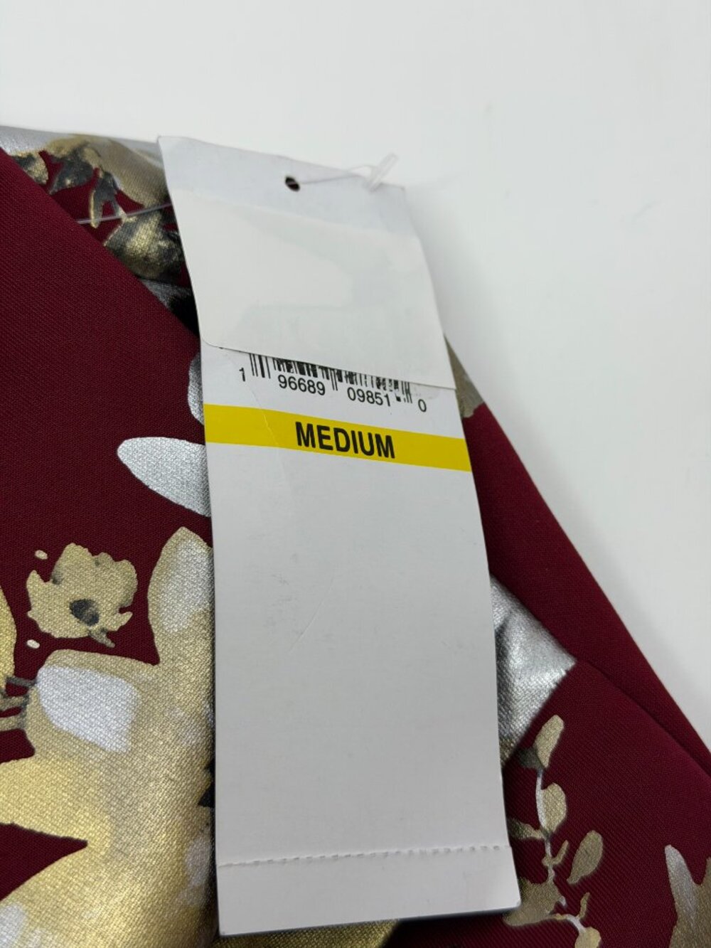 Nina Leonard Floral Sheath Dress M Burgundy Gold Metallic V Neck Stretch NWT - Picture 7 of 10